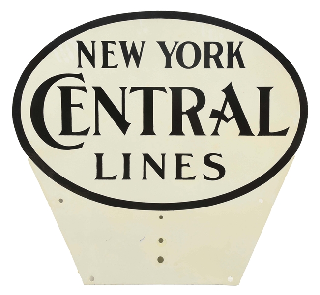 NEW YORK CENTRAL LINES PORCELAIN RAILROAD SIGN.