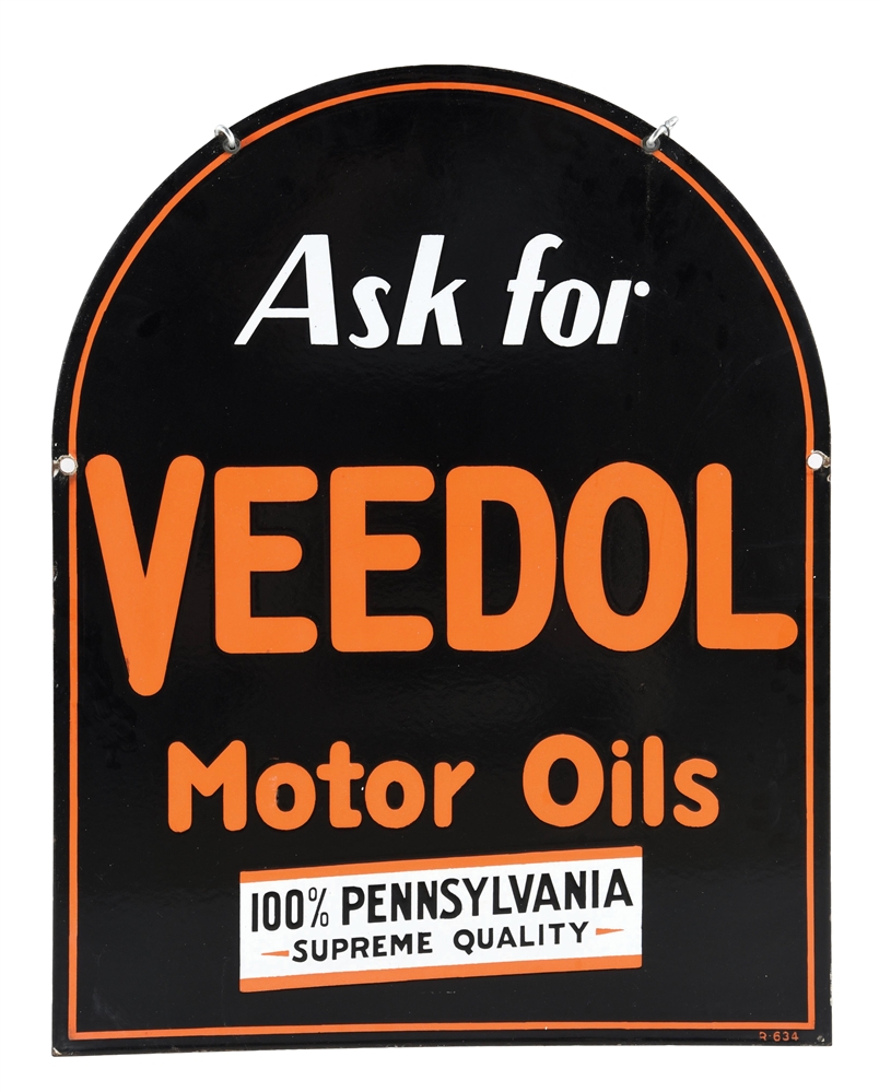 ASK FOR VEEDOL MOTOR OILS PORCELAIN CURB SIGN.