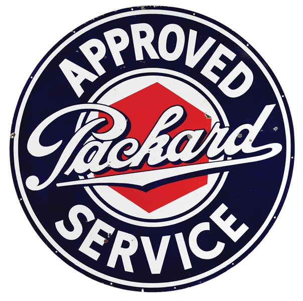 OUTSTANDING PACKARD APPROVED SERVICE 60" PORCELAIN SIGN.