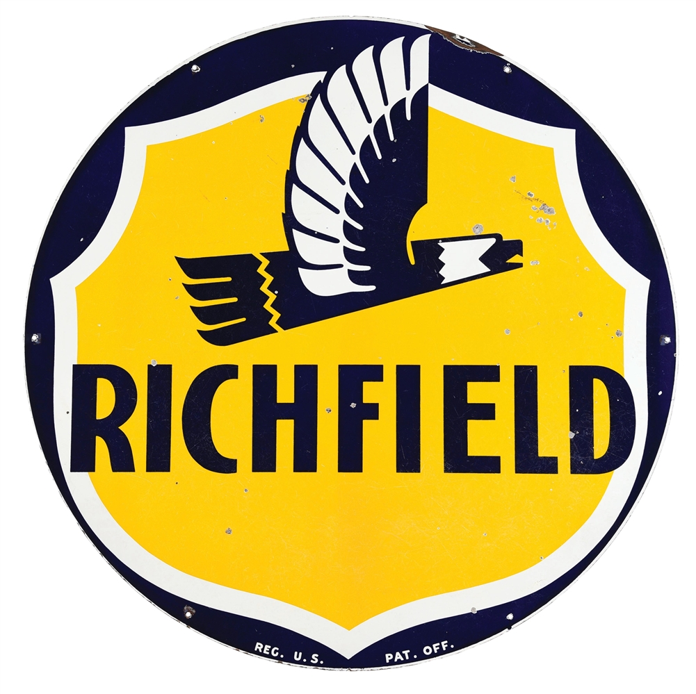 RICHFIELD 60" PORCELAIN SIGN W/ EAGLE GRAPHIC.