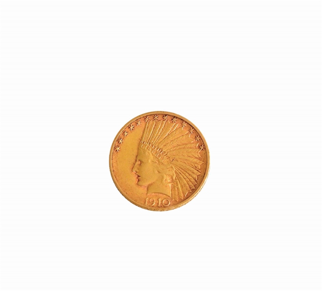1910-S $10 GOLD INDIAN, RAW XF