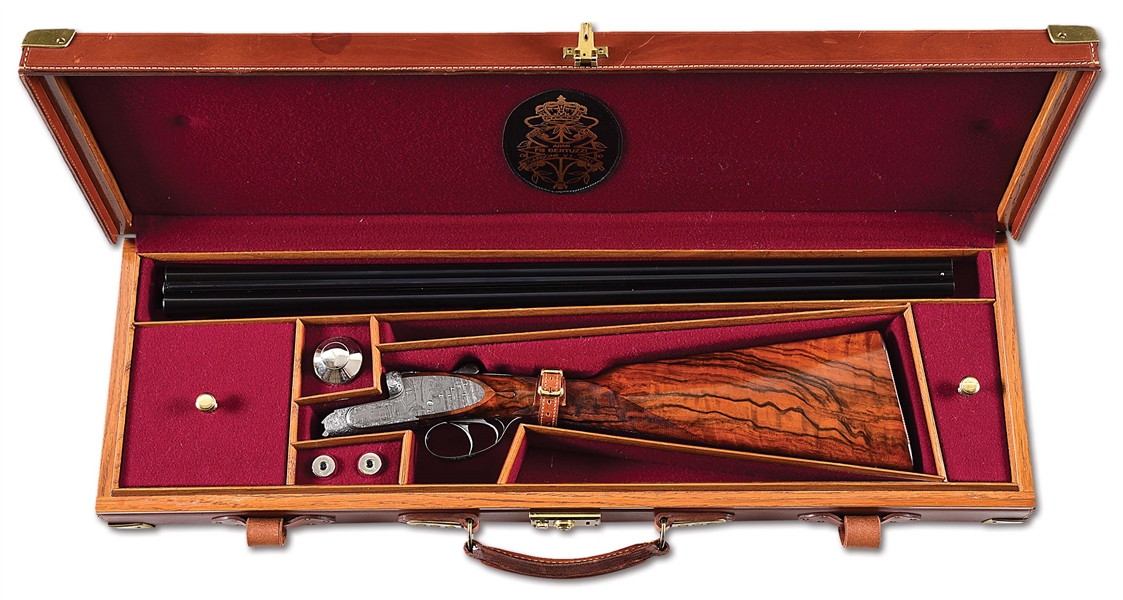 (M) IMPRESSIVE BERTUZZI 20 BORE SIDE BY SIDE GAME GUN WITH GAME SCENE ENGRAVING BY TORCOLI & S. MUFFOLINI