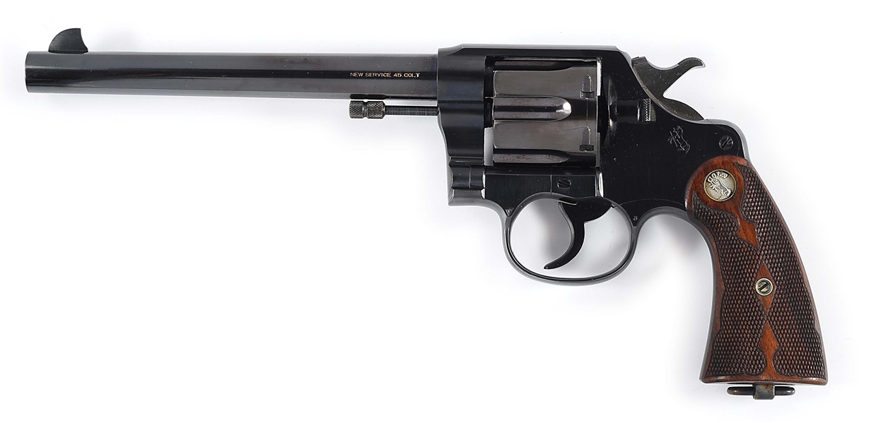 (C) VERY FINE COLT NEW SERVICE DOUBLE ACTION REVOLVER WITH FACTORY LETTER.