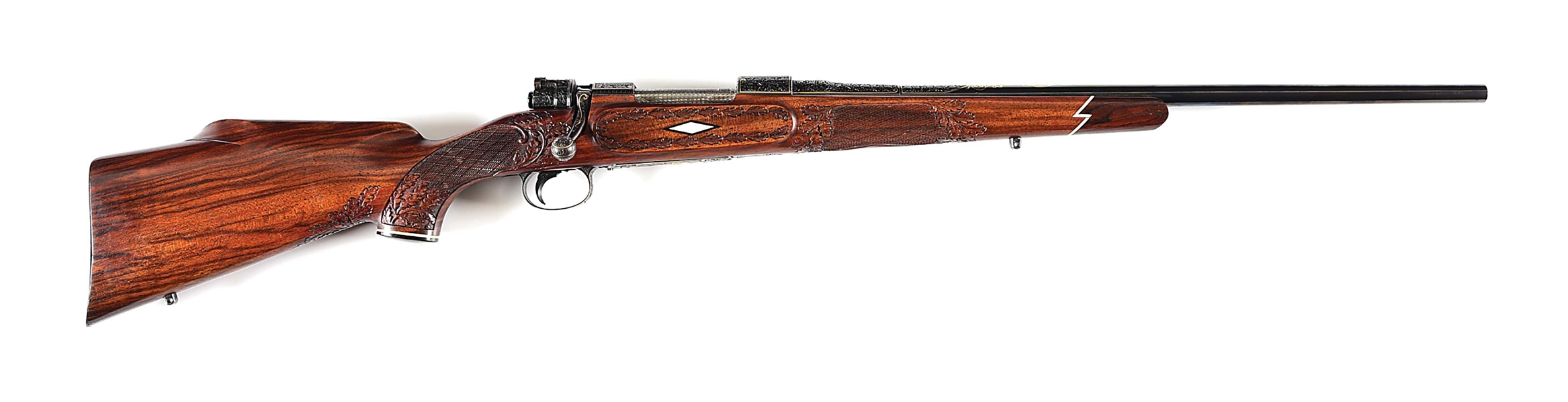 (C) ORNATE AND HIGHLY ATTRACTIVE KURT JAEGER MAUSER BOLT ACTION RIFLE IN .30-06 SPRINGFIELD.