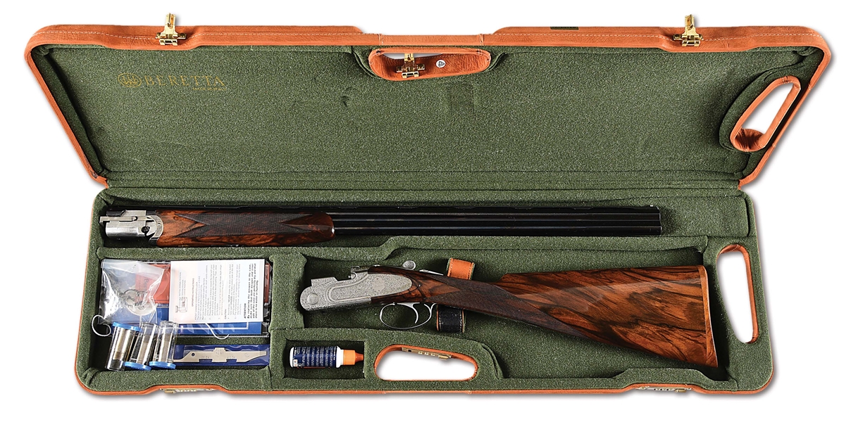 (M) BERETTA GIUBILEO 28 GAUGE OVER/UNDER SHOTGUN IN CASE AND BOX, ENGRAVING SIGNED BY GIOVANELLI AND CORESANI.