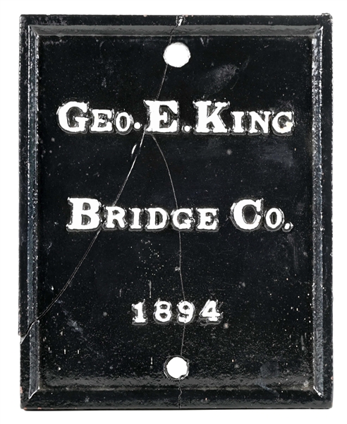 CAST IRON GEORGE E. KING BRIDGE SIGN.