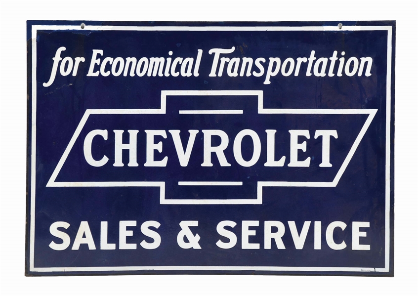 CHEVROLET SALES & SERVICE STATION PORCELAIN SIGN.