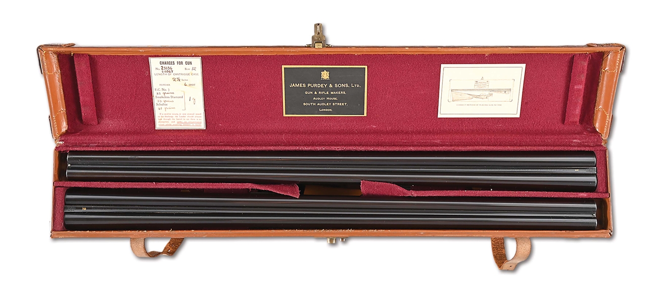 (C) LOT OF 2: PAIR OF JAMES PURDEY & SONS SIDE BY SIDE SHOTGUNS.