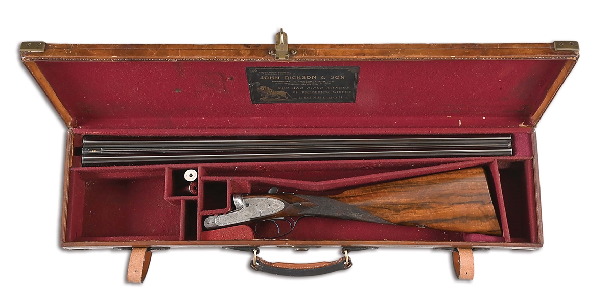 (C) SCARCE JOHN DICKSON AND SON BEST QUALITY SLE 12 GAUGE SIDE BY SIDE BUILT ON A PURDEY PATENT ACTION.