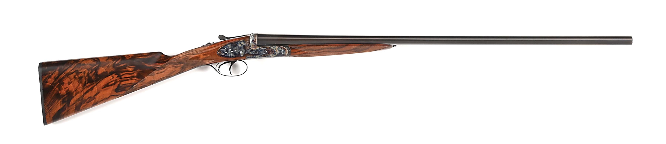 (M) PIOTTI KING ENGLISH 16 BORE SIDE BY SIDE SHOTGUN WITH CASE.