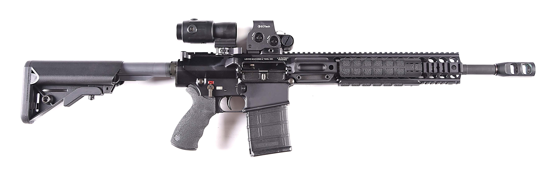 (M) LEWIS MACHINE AND TOOL LM308MWS SEMI-AUTOMATIC RIFLE WITH EOTECH OPTICS.
