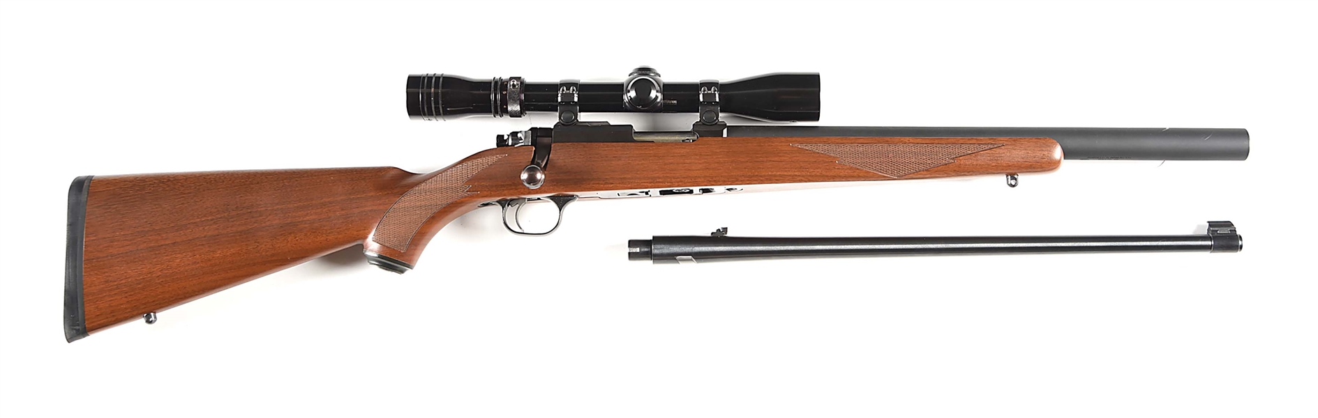 (N) INTEGRALLY SUPRESSED RUGER 77/22 BOLT ACTION RIFLE WITH ADVANCED ARMAMENT CO. PHOENIX SILENCER (SILENCER).
