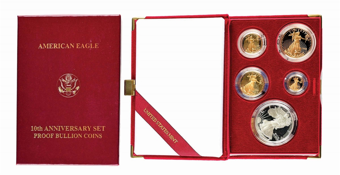 1995 GOLD EAGLE 10TH ANNIVERSARY SET OF 5 COINS