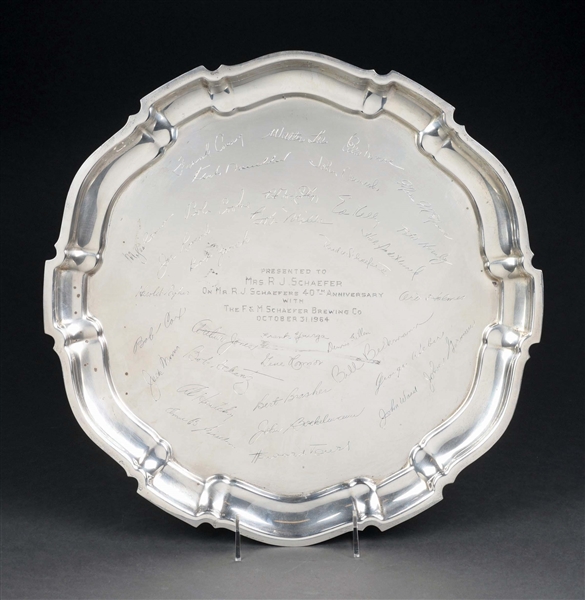 LARGE SCHAEFFER BEER STERLING SILVER PRESENTATION TRAY BY POOLE