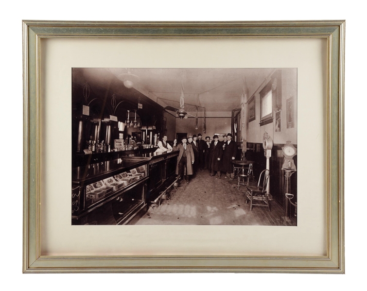 BLACK AND WHITE TOBACCO SALOON PHOTOGRAPH