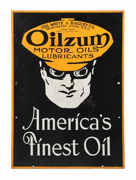 OILZUM "AMERICAS FINEST OIL" PORCELAIN SIGN.