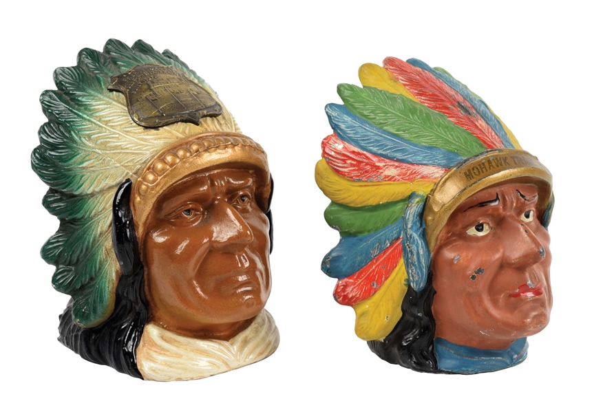 LOT OF 2: NATIVE AMERICAN BUST BANKS