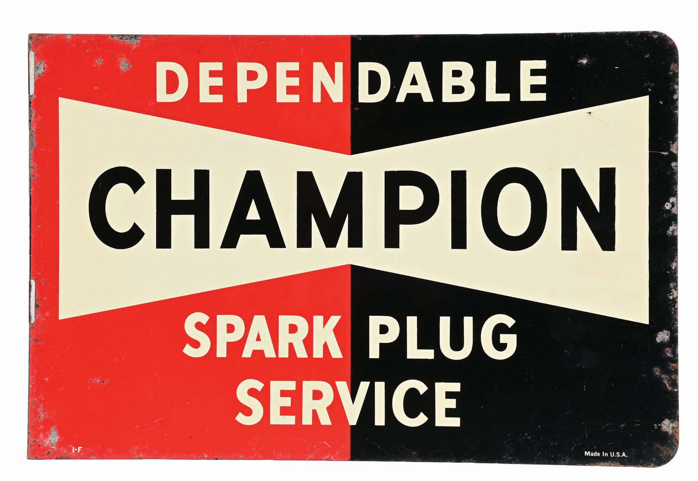 Lot Detail Champion Dependable Spark Plug Service Tin Flange Sign