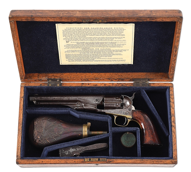 (A) RARE COLT MODEL 1860 FLUTED ARMY PERCUSSION REVOLVER WITH CASE.