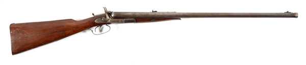(A) REMINGTON MODEL 1873 HAMMER LIFTER DOUBLE BARREL SHOGTUN WITH RIGHT BORE SLEEVED TO RIFLE.