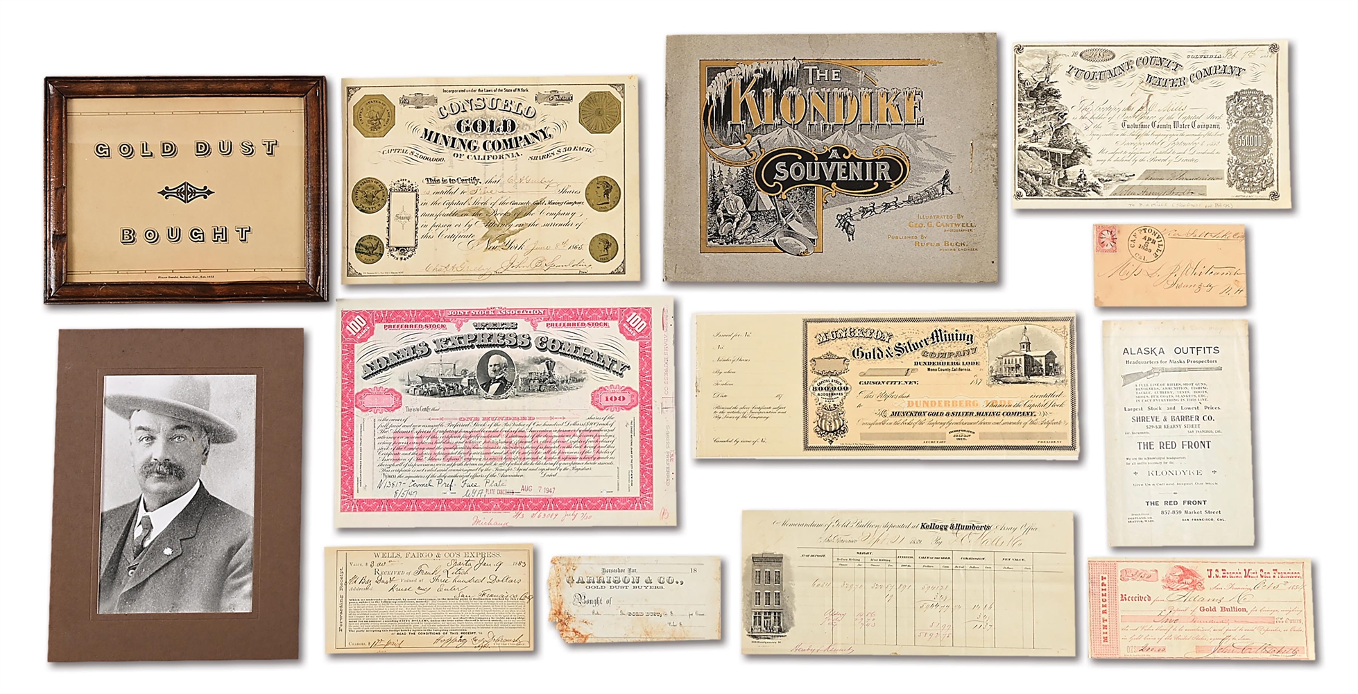 LOT OF EARLY GOLD RUSH PAPER AND ADVERTISEMENTS.