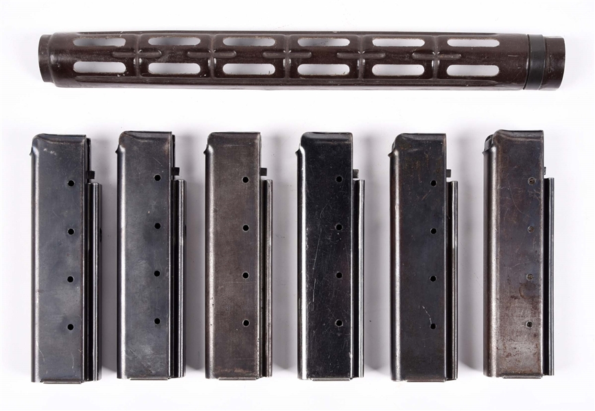 LOT OF THOMPSON 20 ROUND MAGAZINES WITH M14 VENTED UPPER HANDGUARD.