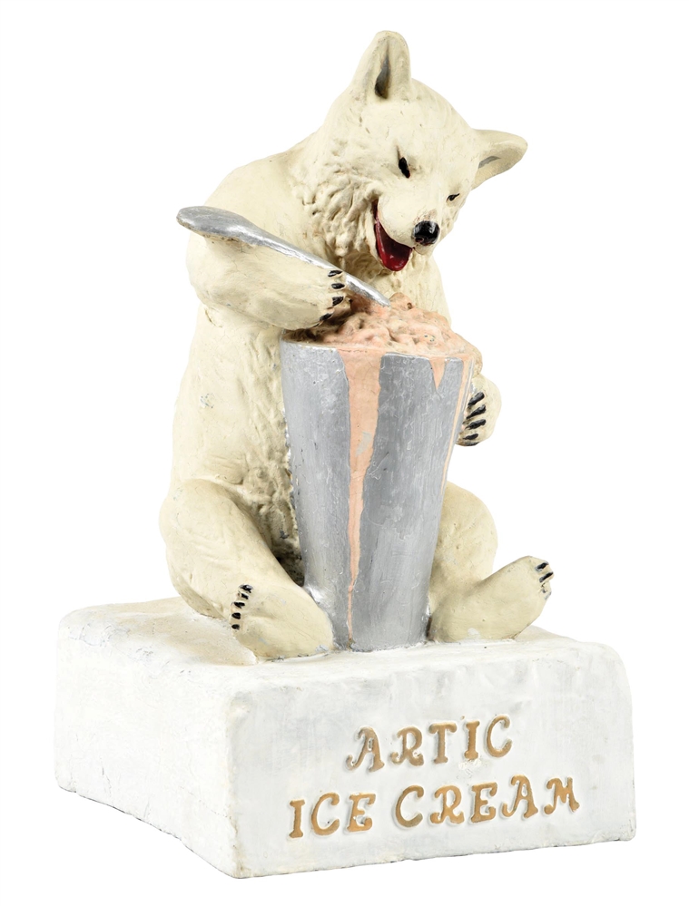 CHALK ADVERTISING FIGURE FOR ARCTIC ICE CREAM SHOWING A POLAR BEAR