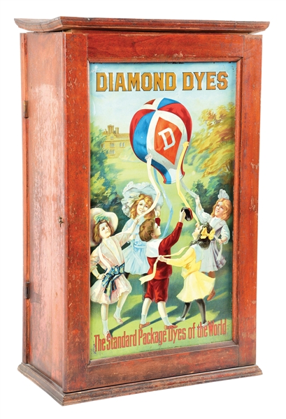 DIAMOND DYES CABINET W/ CHILDREN & BALLOON GRAPHIC.