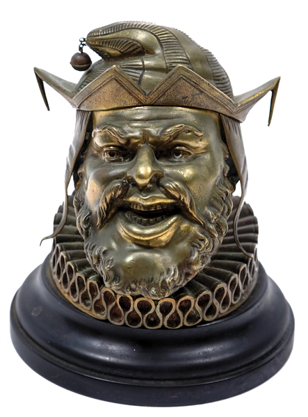 EARLY BRONZE "JESTER" INKWELL