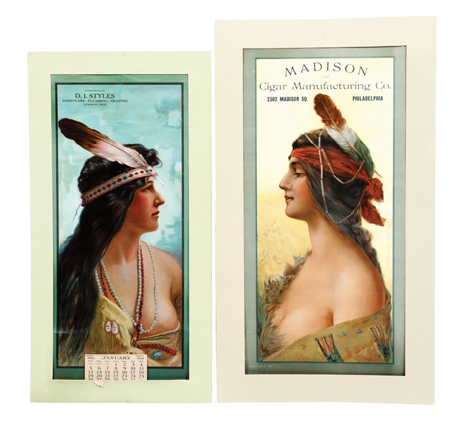 COLLECTION OF 2 PAPER LITHOGRAPHS W/ NATIVE AMERICAN GRAPHICS