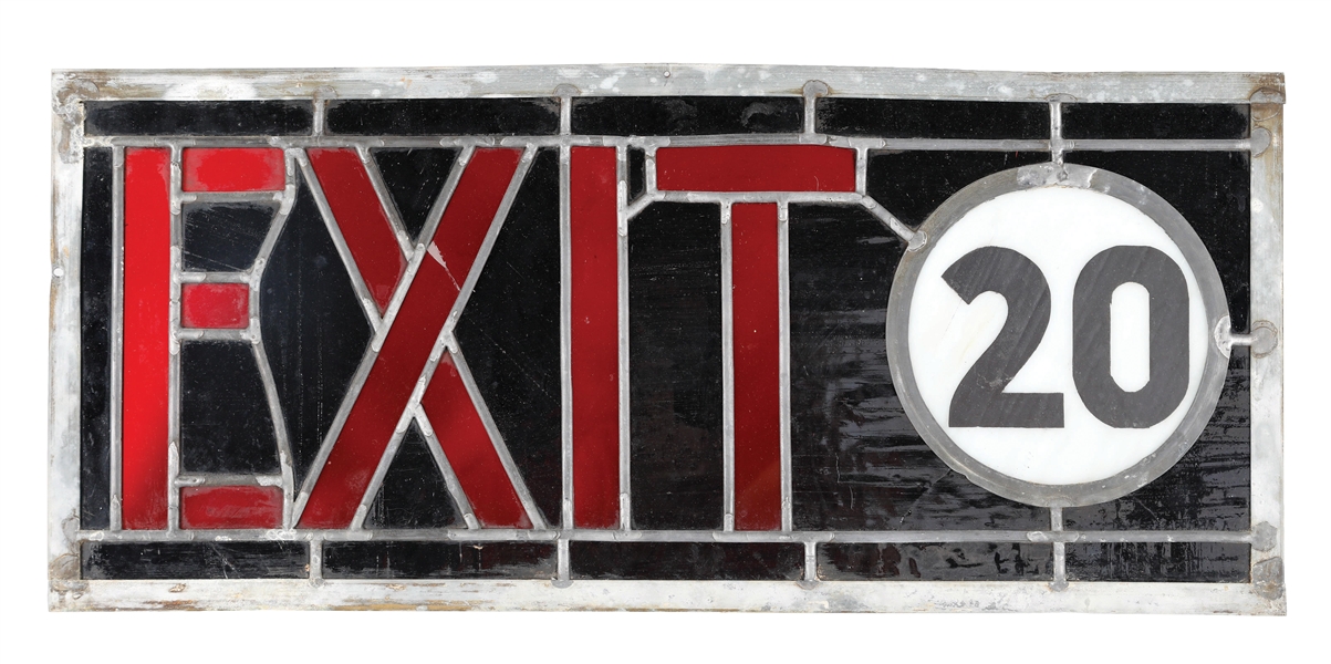 STAINED GLASS EXIT SIGN W/ NO. 20