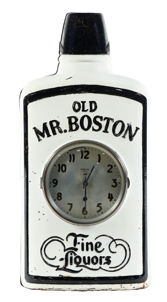ORIGINAL TIN OLD MR. BOSTON DISPLAY CLOCK