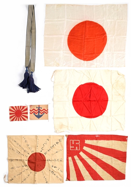 LOT OF JAPANESE WWII FLAGS.