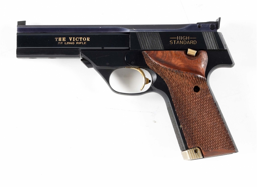 (M) HIGH STANDARD THE VICTOR MILITARY .22 LR SEMI-AUTOMATIC PISTOL WITH BOX.