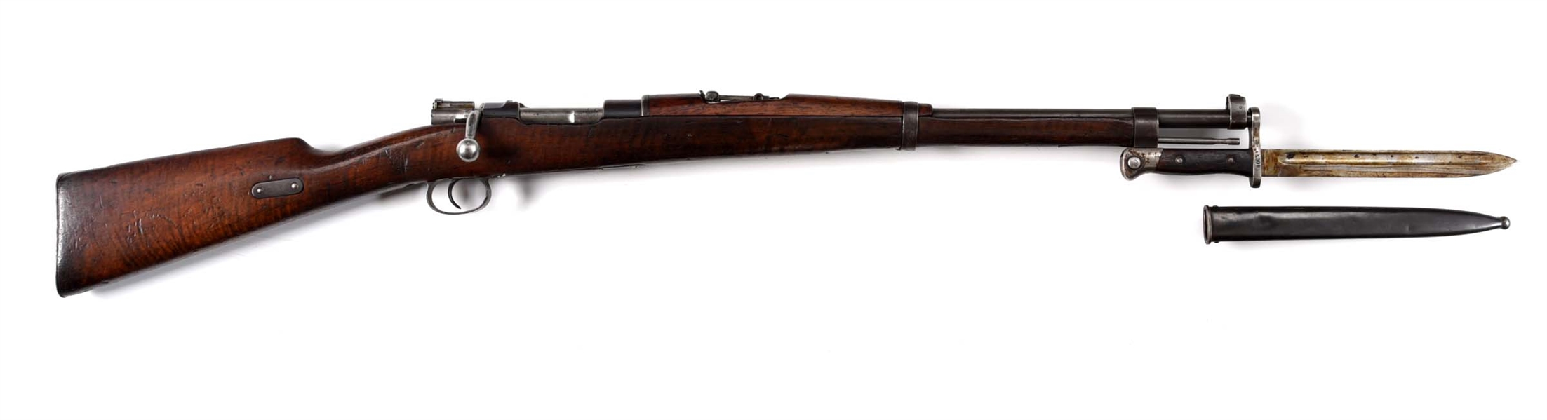 (A) LUDWIG LOEWE CHILENO MODEL 1895 BOLT ACTION CARBINE WITH BAYONET.