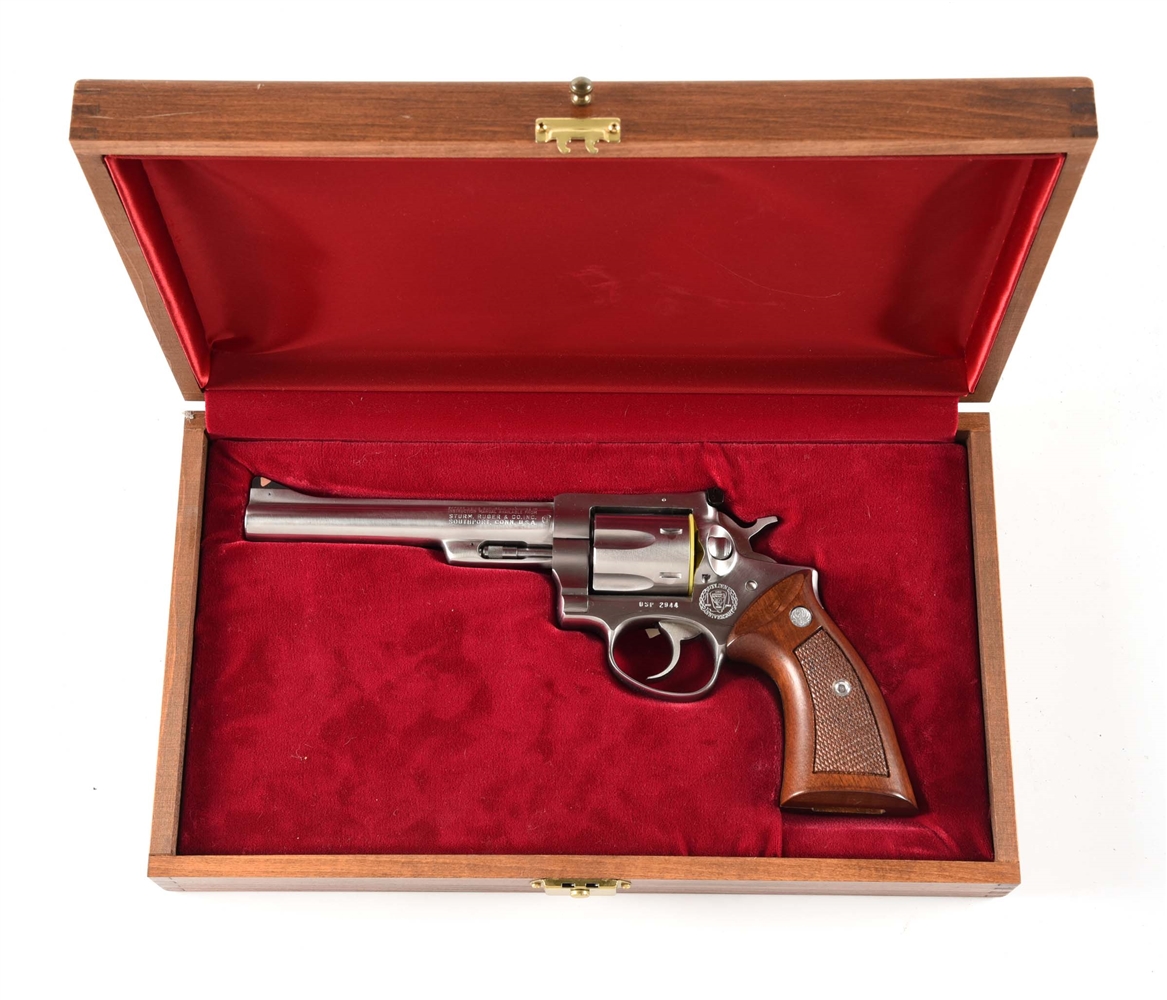 (M) CASED 1983 OHIO STATE HIGHWAY PATROL GOLDEN ANNIVERSARY RUGER SECURITY-SIX DOUBLE ACTION REVOLVER.