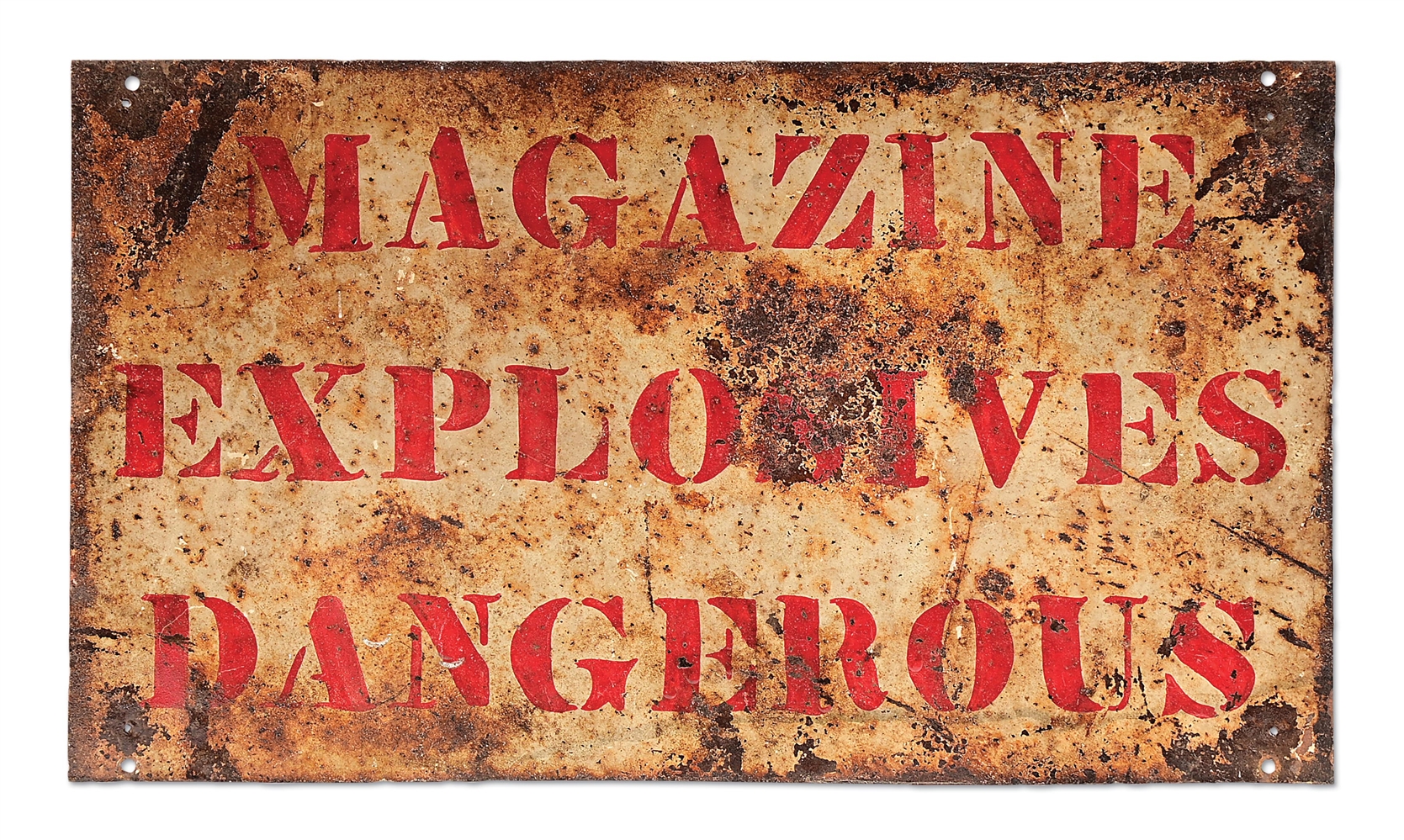 EARLY MAGAZINE EXPLOSIVES SIGN.