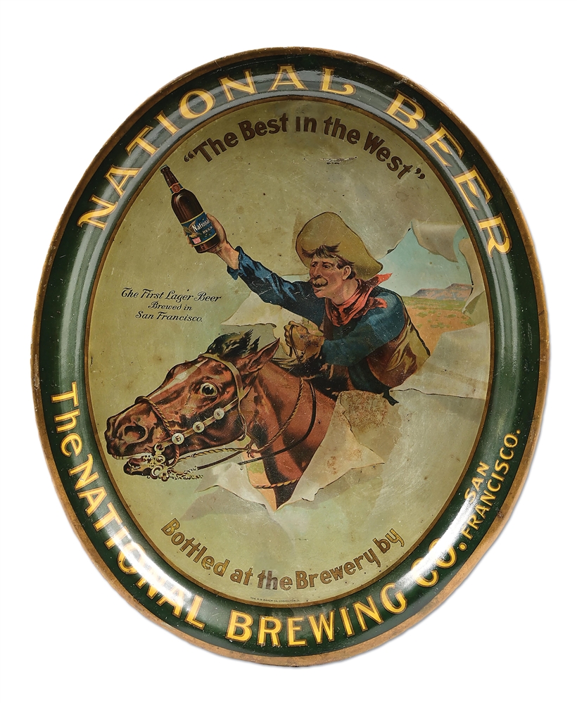THE NATIONAL BREWING CO. "THE BEST IN THE WEST" ADVERTISING TRAY.