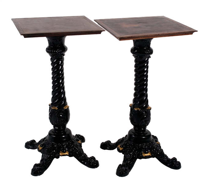 PAIR OF CAST IRON BASE SLOT MACHINE STANDS