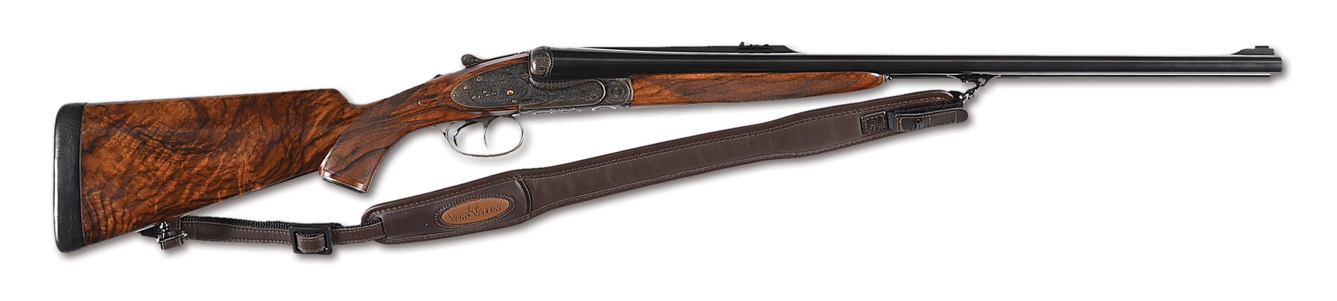 (M) LEBEAU COURALLY .470 NITRO EXPRESS SIDE BY SIDE DOUBLE RIFLE WITH ENGRAVING BY MAISSIN, WINNER OF THE ORDER OF EDWARDIAN GUNNERS GOLD MEDAL IN 2003, GOLD MEDAL NRA MUSEUM, WITH CASE.