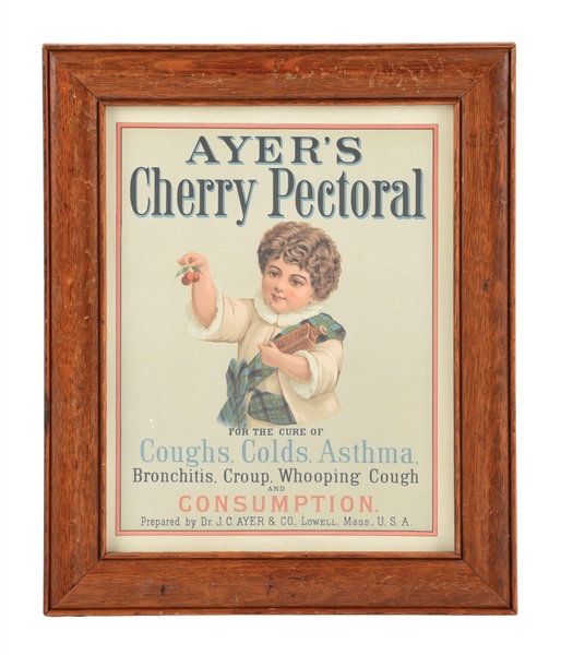 AYERS CHERRY PECTORAL HEAVY PAPER SIGN