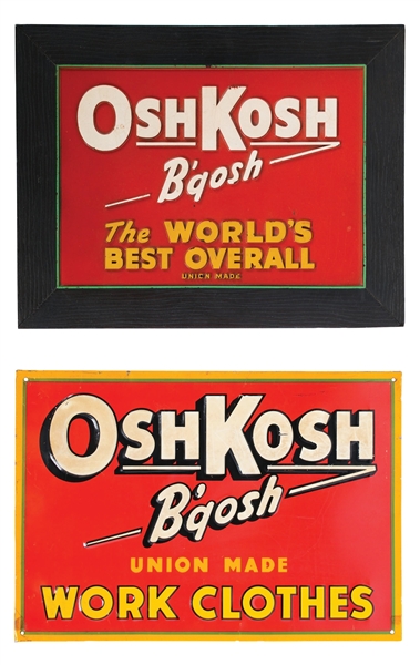 LOT OF 2: OSHKOSH WORK CLOTHES ADVERTISING SIGNS