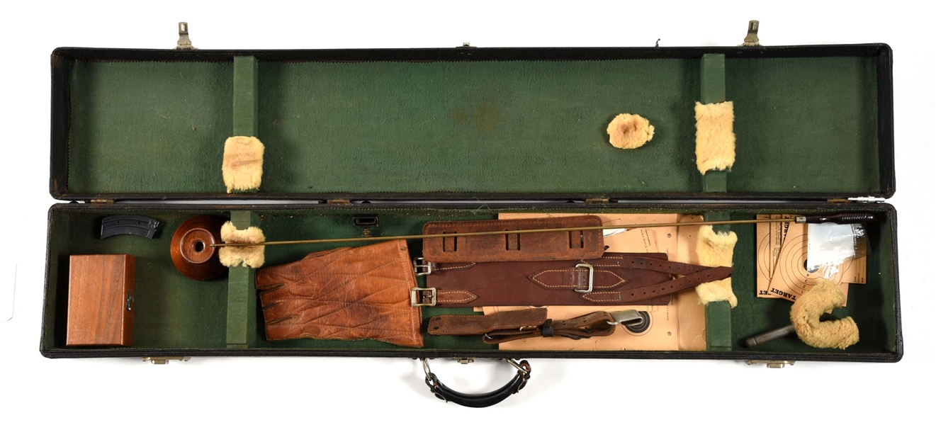 HARTMANN NRA RIFLE CASE WITH PERIOD ACCESSORIES.