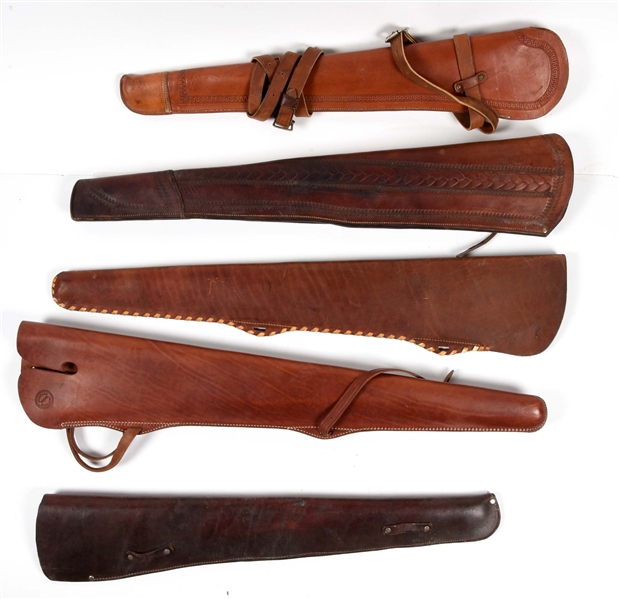 LOT OF 5: LEATHER GUN SCABBARDS
