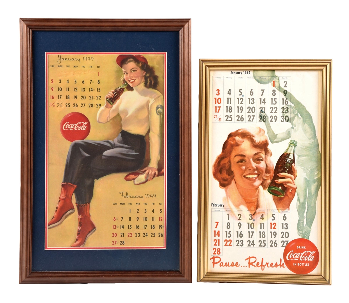 COLLECTION OF 2 COCA-COLA PAPER LITHOGRAPH CALENDARS W/ BEAUTIFUL WOMAN GRAPHICS