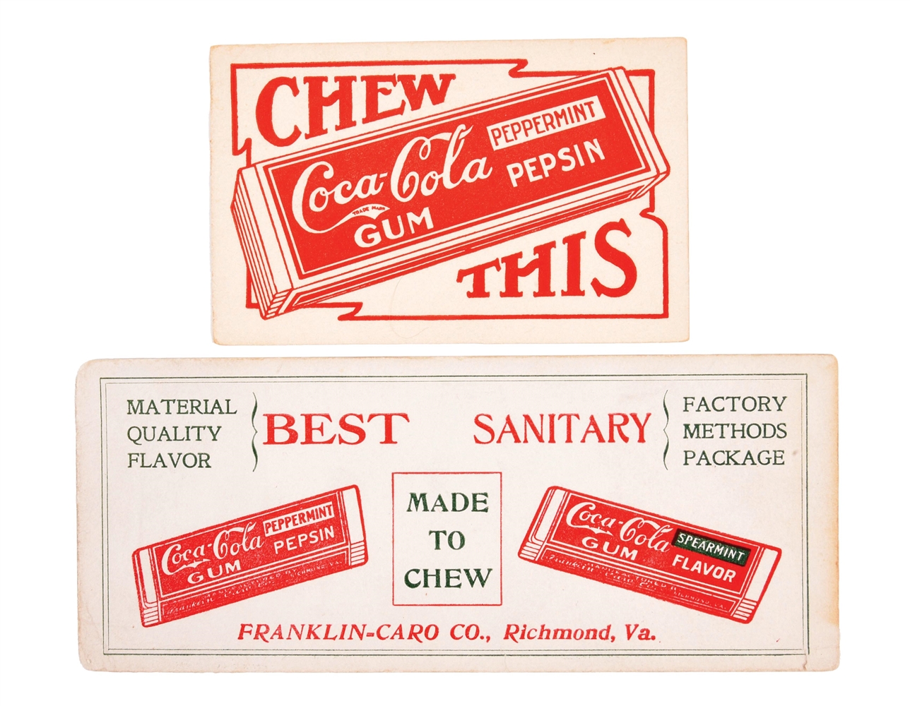 COLLECTION OF 2 COCA-COLA CHEWING GUM BLOTTERS