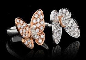 18K GOLD TWO-TONE DIAMOND BUTTERFLY RING, AFTER VAN CLEEF & ARPELS
