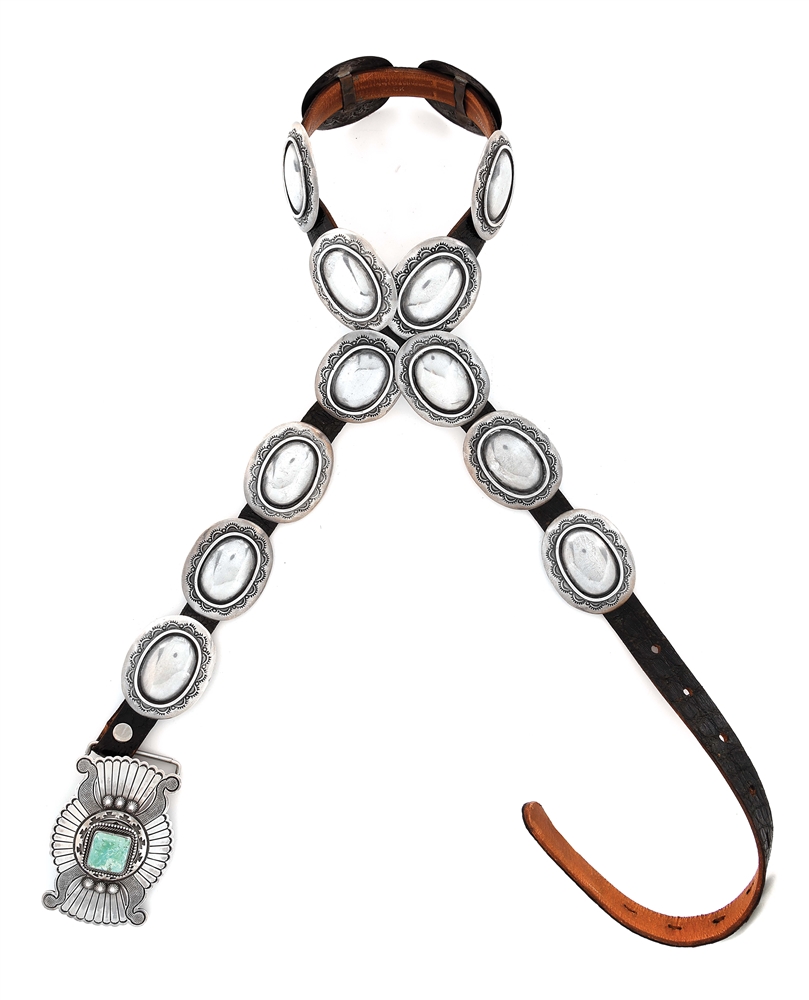 WALLACE JR. SILVER AND TURQUOISE CONCHO BELT