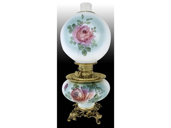 VICTORIAN GONE WITH THE WIND LAMP WITH ROSES.     