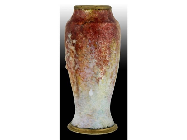 ENAMEL ON COPPER VASE WITH DRIPPED WAX EFFECT.    
